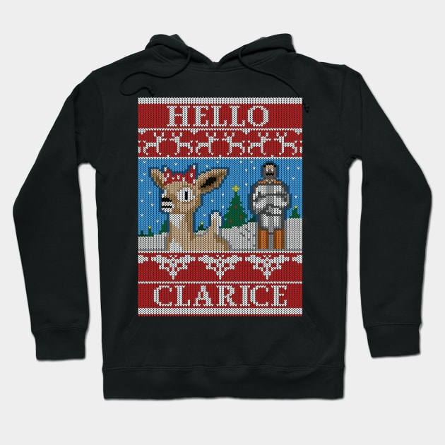 Hello Clarice - Christmas Ugly Sweater - Rudolf / Silence of the Lambs Mashup Hoodie by Just_Shrug